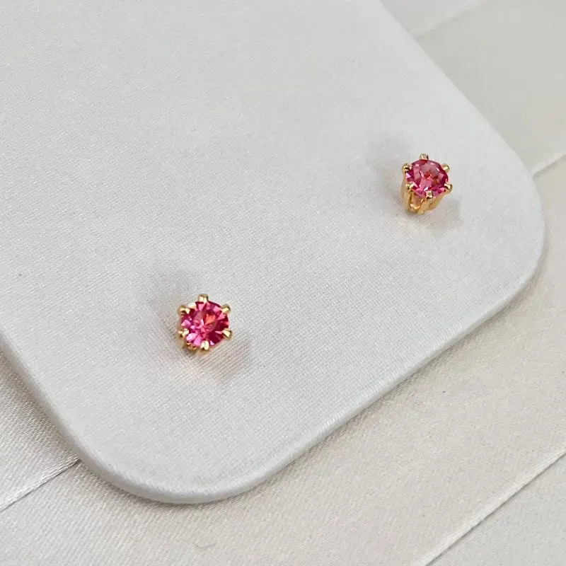 BRINCO PONTO DE LUZ STRASS ROSA 6 GARRAS ALTAS