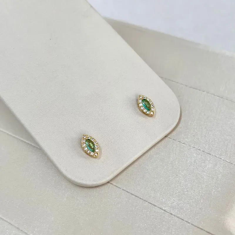 BRINCO PRINCESA PEDRA FORMATO NAVETE - TURMALINA