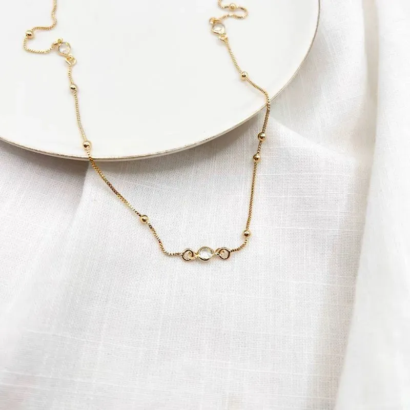 COLAR LONGO BOLINHAS COM TIFFANY 80CM