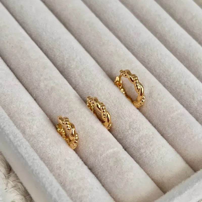 TRIO ARGOLAS TORCIDA COM FIO LISO E DE BOLINHAS