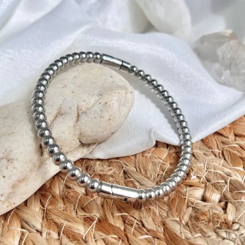 BRACELETE AÇO INOX ESFERAS