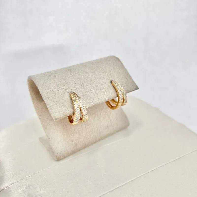 BRINCO ARGOLA ARTICULADA FALSA DUPLA CRAVEJADA