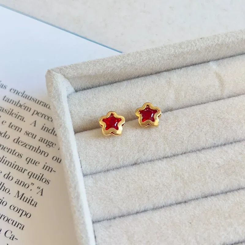 BRINCO ESTRELINHA STRASS VERMELHA