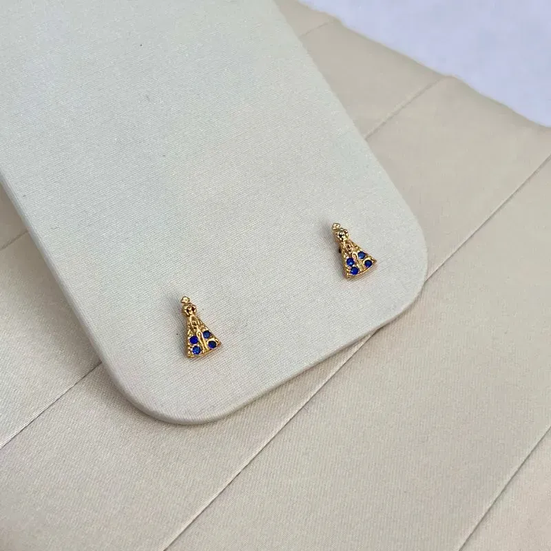 BRINCO NOSSA SENHORA DE APARECIDA PEDRINHA AZUL