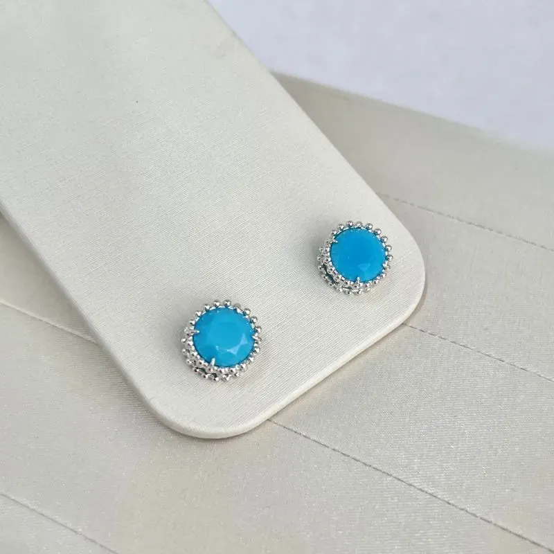 BRINCO PEDRA REDONDA AZUL NANO TURQUESA