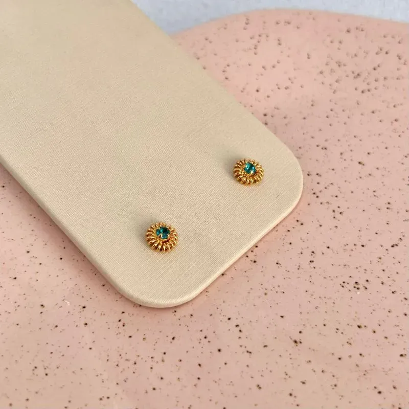 BRINCO PEDRINHA AZUL CELESTE STRASS COM ACAMANETO EM MOLA