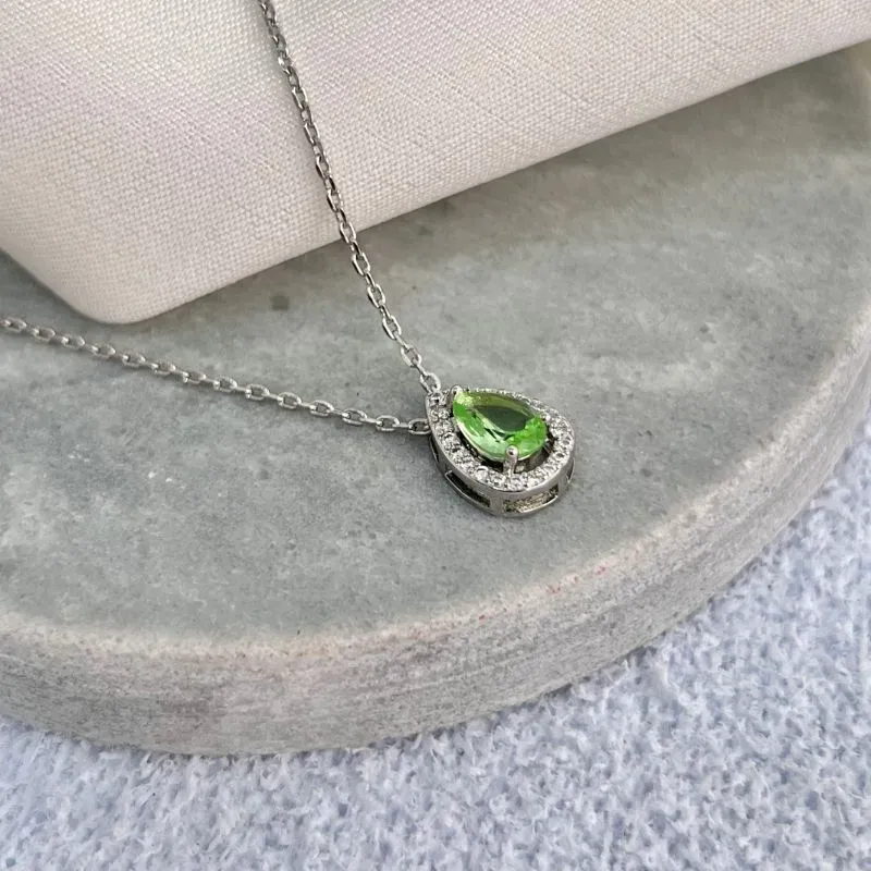 COLAR GOTA CRAVEJADA - TURMALINA MENTA