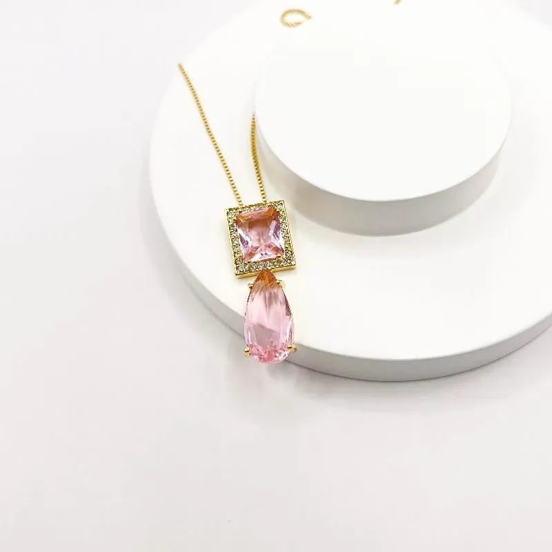 COLAR PEDRARIA ROSE COM MICRO ZIRCONIA