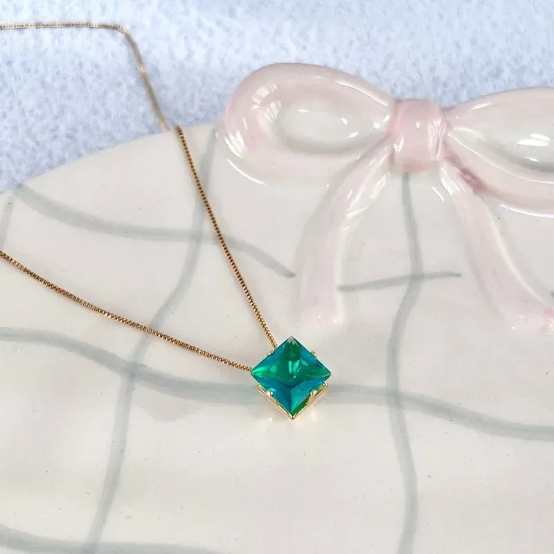 COLAR PONTO DE LUZ QUADRADO 10MM TURMALINA