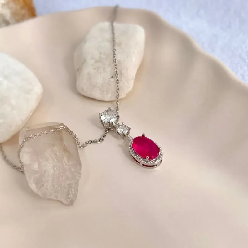 COLAR PONTOS DE LUZ E PEDRA FUSION TURMALINA ROSA