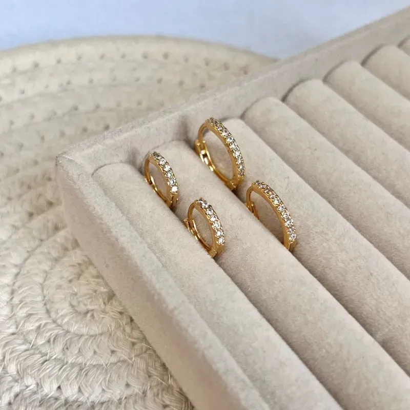 DUPLA ARGOLAS ARTICULADA FINA COM ZIRCONIAS