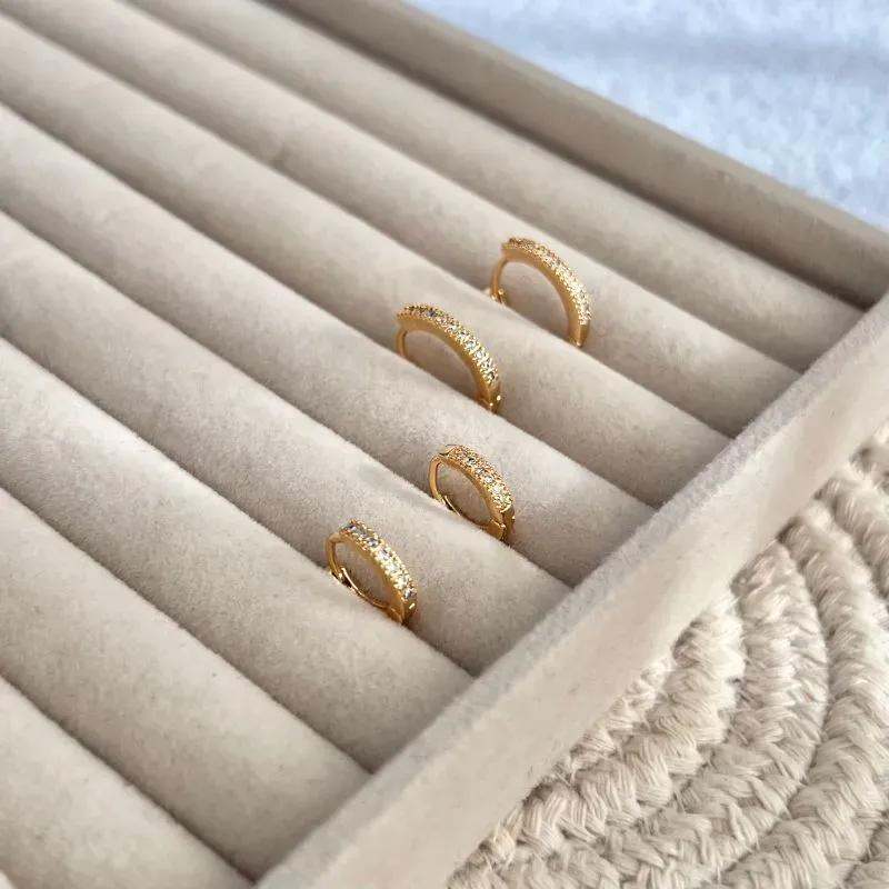 DUPLA BRINCO ARGOLA ARTICULADA FINA MICRO ZIRCONIAS