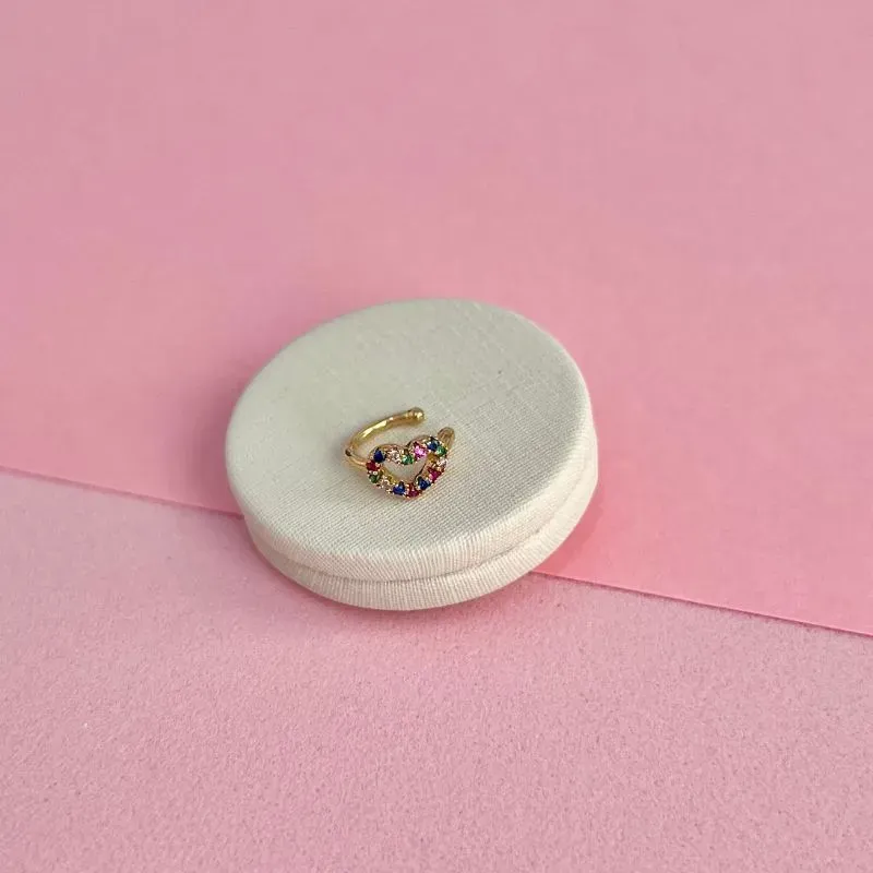 PIERCING CORAÇÃO VAZADO MULTICOLOR