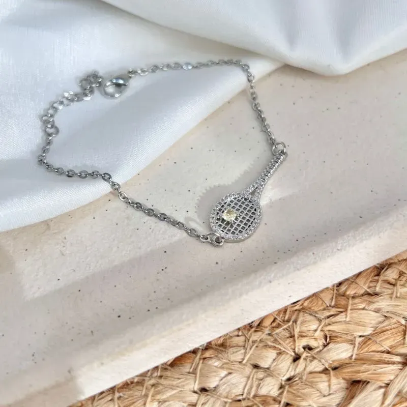 PULSEIRA RAQUETE COM BOLINHA PEDRA YELLOW FANCY