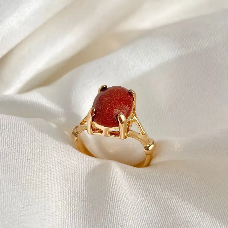 ANEL PEDRA OVAL NATURAL - PEDRA DO SOL