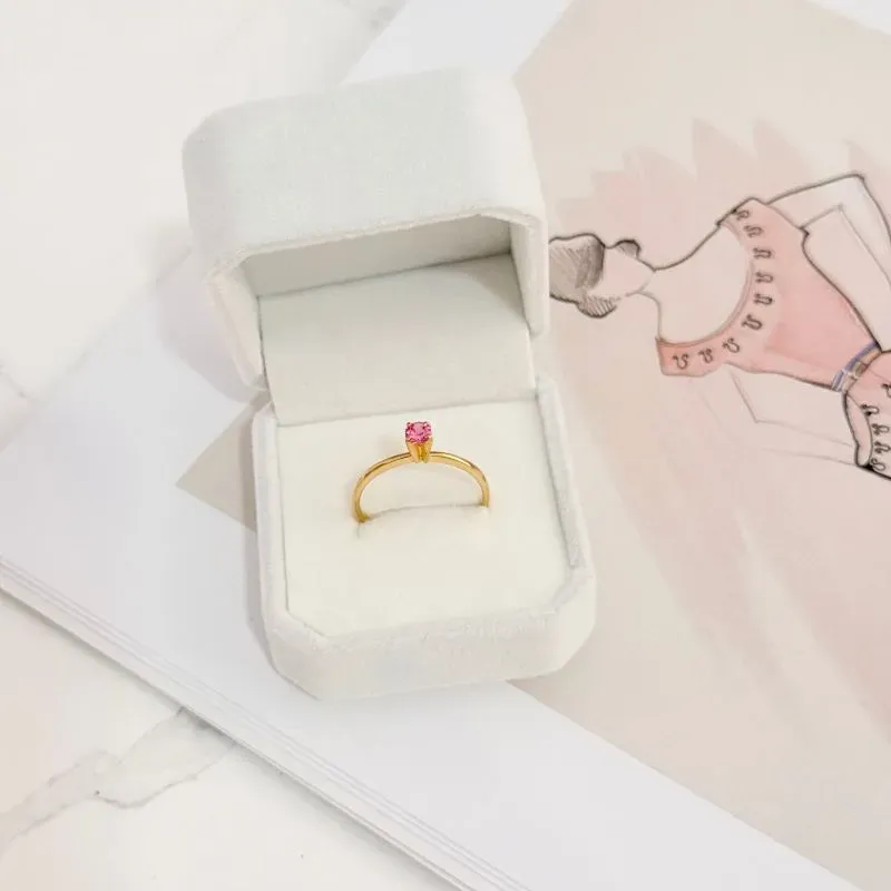 ANEL SOLITÁRIO FINO PEDRA 4MM - ROSA