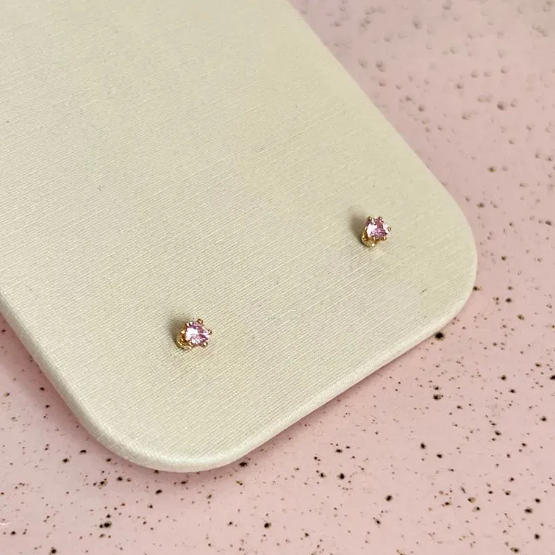 BRINCO PEDRA MINI ROSA