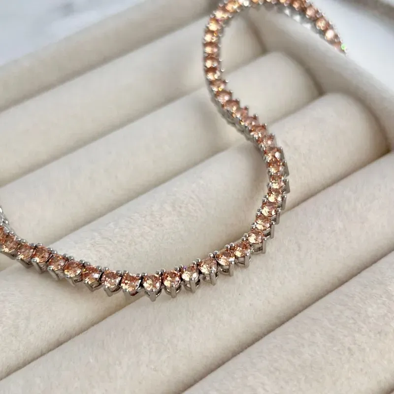 COLAR RIVIERA 3 PONTOS ZIRCONIA 3MM - MARRON CLARO 40CM