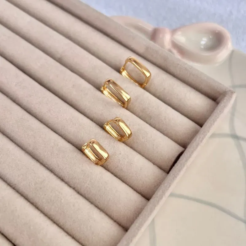 DUPLA BRINCO ARGOLA ARTICULADA QUADRADA LISA - G/P