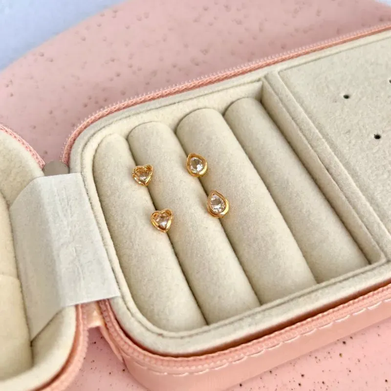 DUPLA DE BRINCOS CORAÇÃO E GOTA CRISTAL