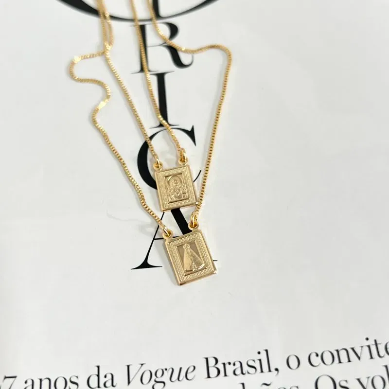 ESCAPULÁRIO NOSSA SENHORA DE APARECIDA E SAGRADO CORAÇÃO DE JESUS 70CM