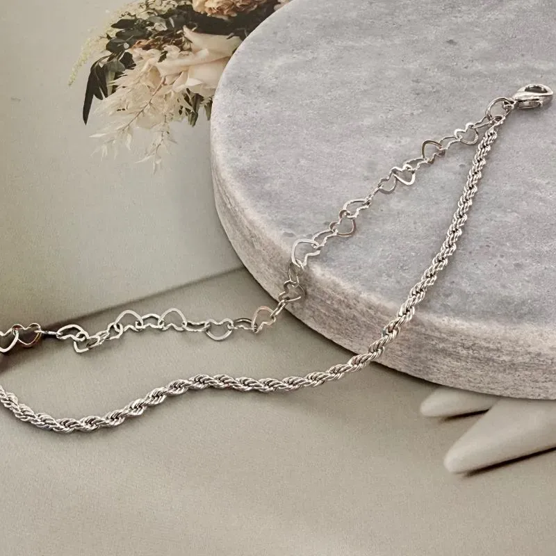 PULSEIRA DUPLA CORDÃO BAIANO E ELOS CORAÇÃO