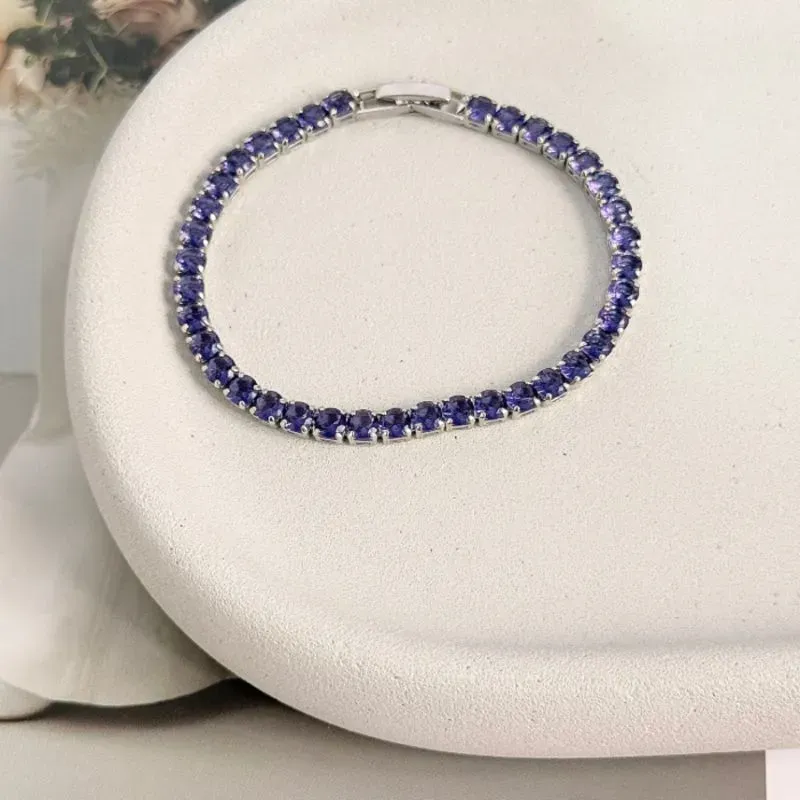 PULSEIRA RIVIERA PEDRA LAVANDA ZIRCONIA 4MM