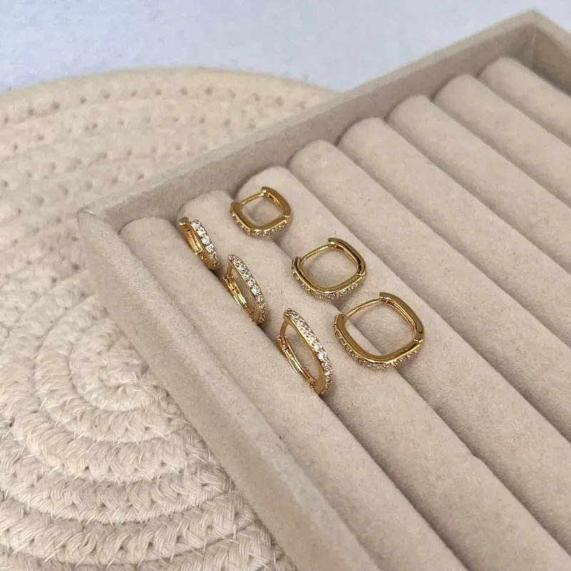 TRIO ARGOLAS ARTICULADAS QUADRADAS CRAVEJADAS