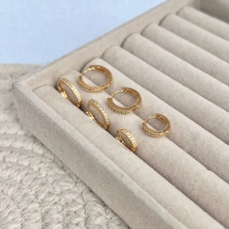 TRIO BRINCO ARGOLA ARTICULADA FINA MICRO ZIRCONIAS