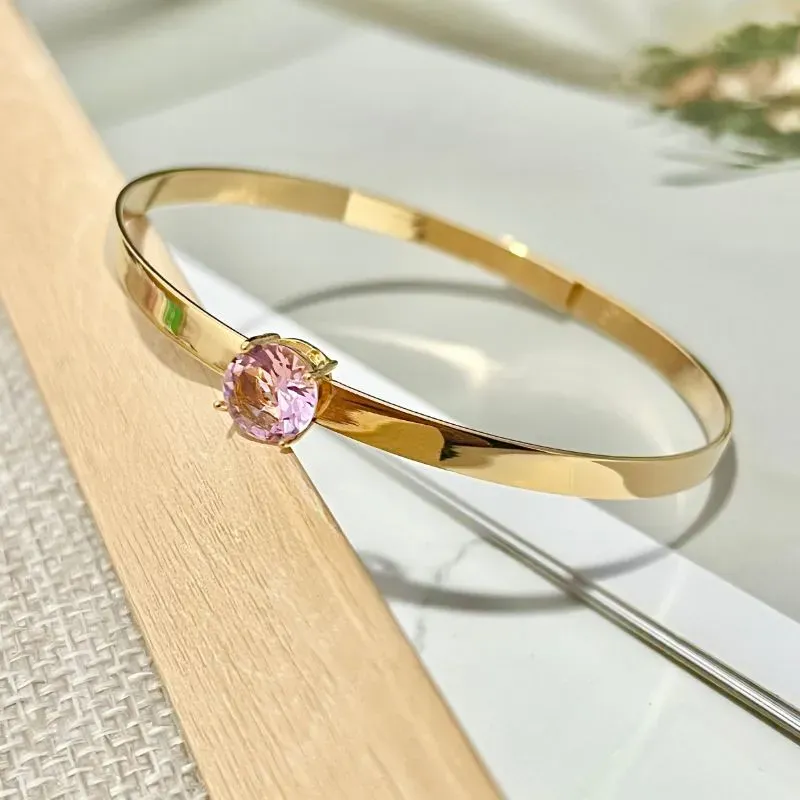 BRACELETE DE ENCAIXE COM UM ZIRCONIA ROSA