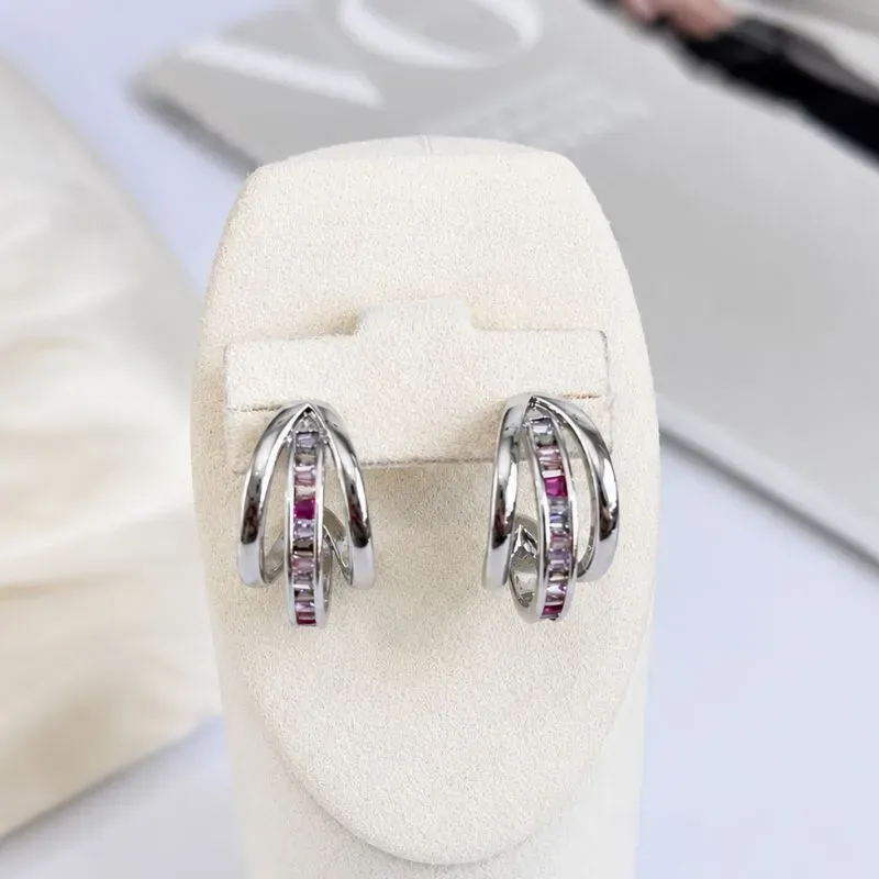 BRINCO ARGOLA PINO 3 FIOS COM ZIRCONIAS CANDY COLORS