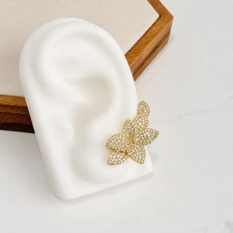 BRINCO EAR CUFF FLORES DE MICRO ZIRCONIA