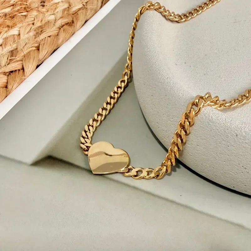 COLAR CHOKER GRUMET COM CORAÇÃO DE CHAPA