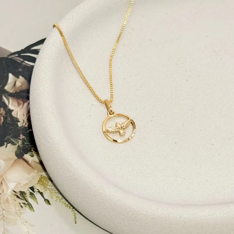 COLAR MINI MEDALHA VAZADA DO DIVINO ESPIRÍTO SANTO
