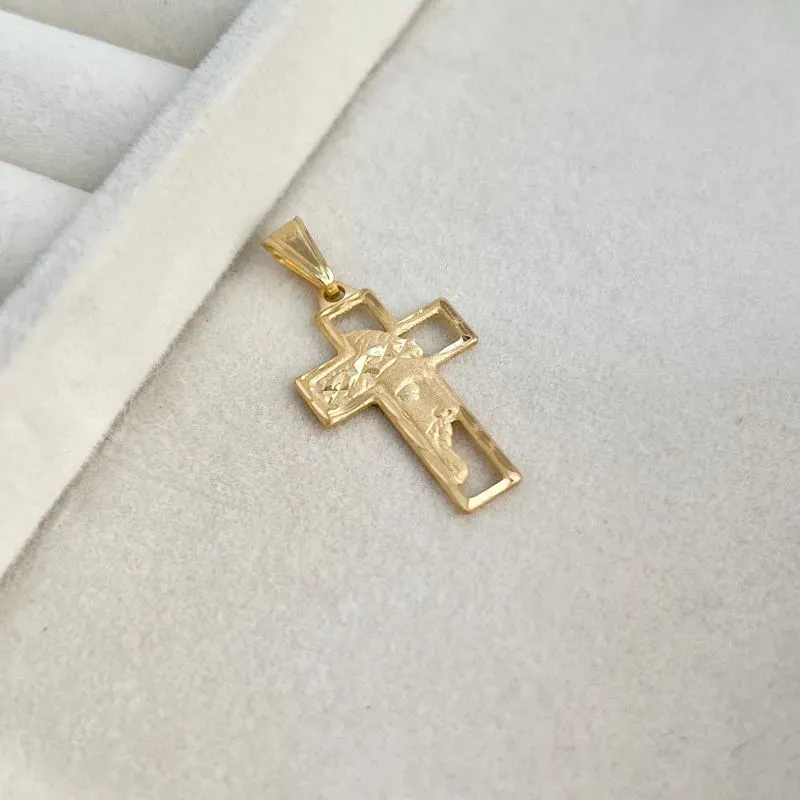 PINGENTE CRUZ COM ROSTO DE CRISTO DIAMANTADA