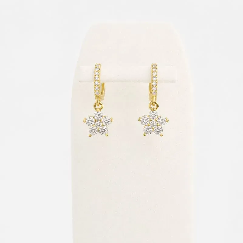 BRINCO ARGOLA CLICK - FLOR DE ZIRCONIA