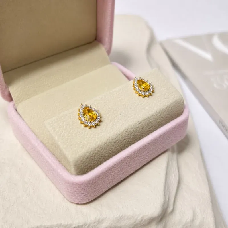 BRINCO GOTA AMARELO COM CRAVAÇÃO - 6MM