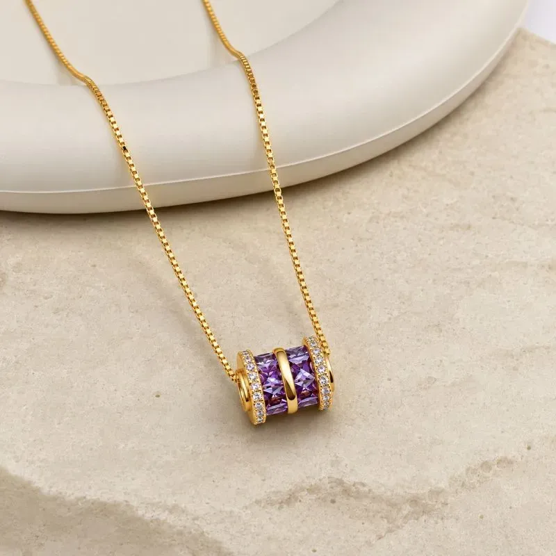 COLAR PINGENTE SEPARADOR DE ZIRCONIAS LILÁS