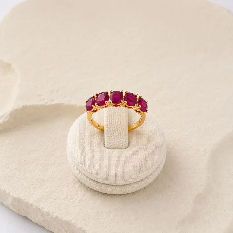 ANEL MEIO APARADOR COM 5 ZIRCONIAS ROSA PINK