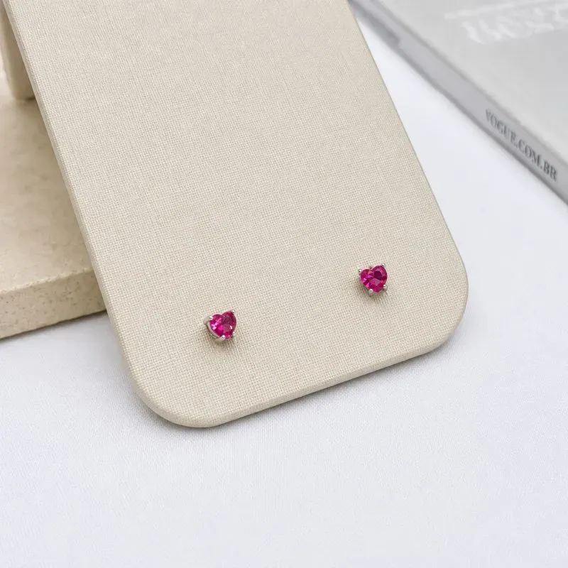 BRINCO CORACÃO 4MM PINK