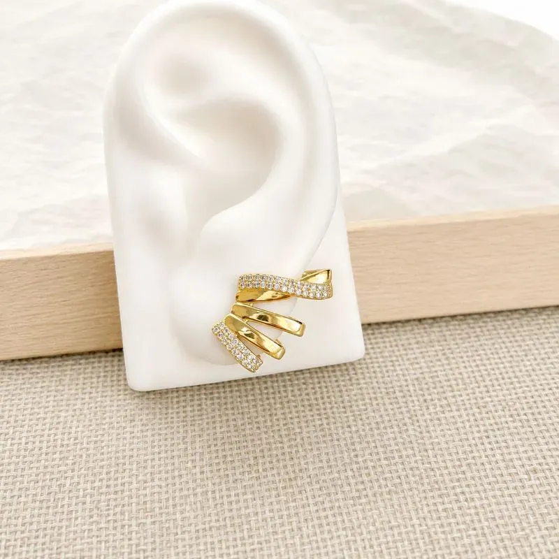 BRINCO EAR CUFF FIOS LISOS E CRAVEJADOS