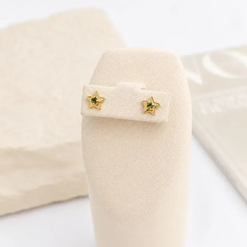 BRINCO ESTRELA COM PEDRINHA DE STRASS VERDE