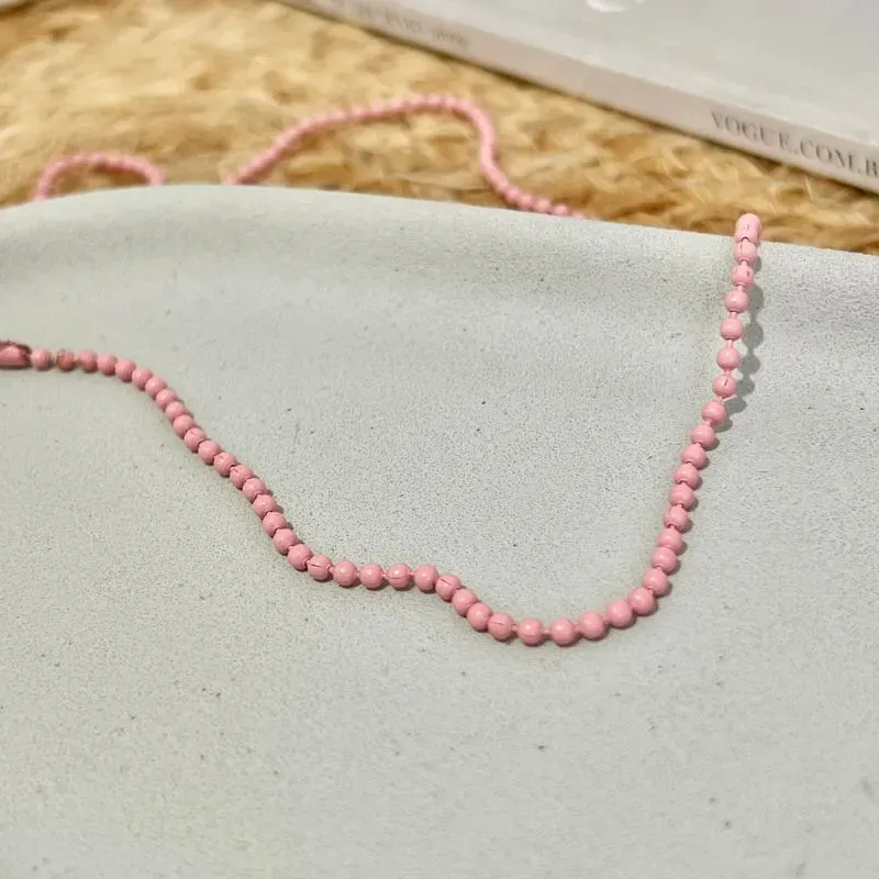 COLAR BOLINHAS ROSA