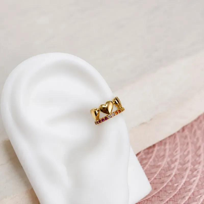 PIERCING FAKE CORAÇÕES COM ZIRCONIA MULTICOLOR