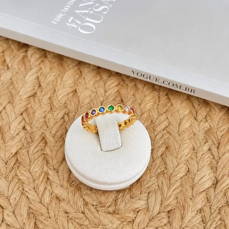 ANEL ZIRCONIA COLORIDA CRAVAÇÃO INGLESA