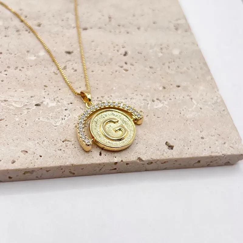 COLAR LETRA GIRATÓRIA ZIRCONIA CRISTAL - G