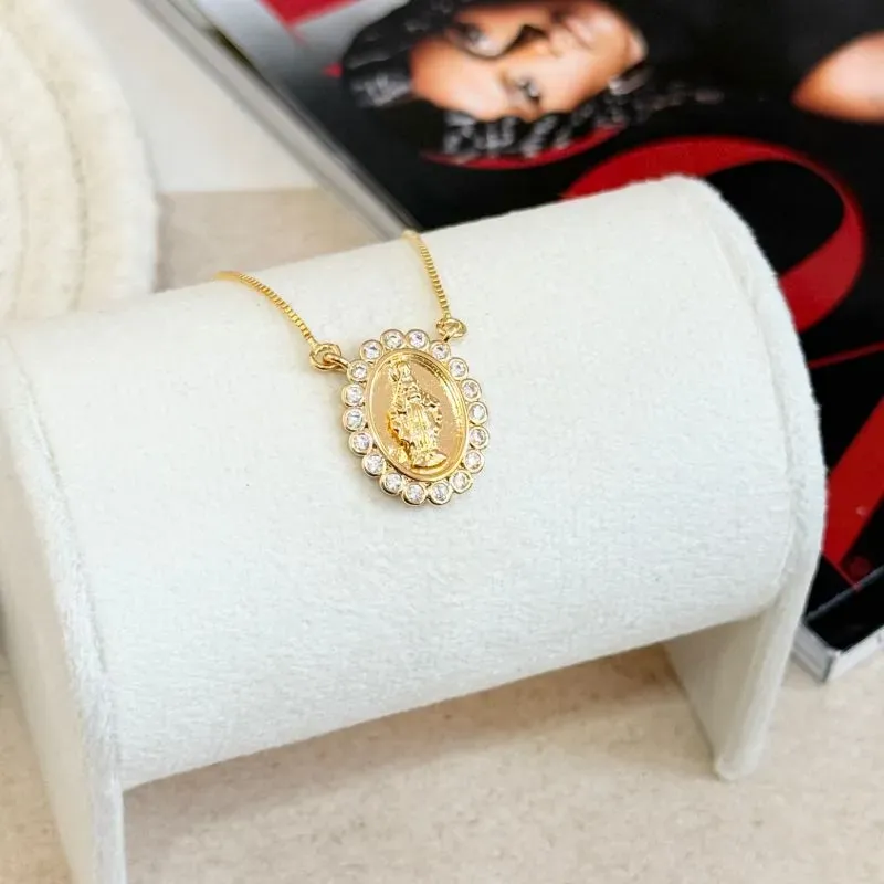 COLAR MEDALHA OVAL NOSSA SENHORA DAS GRAÇAS