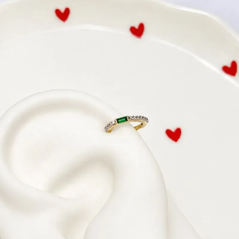 PIERCING MICRO ZIRCONIAS E 1 BAGUETE VERDE ESMERALDA