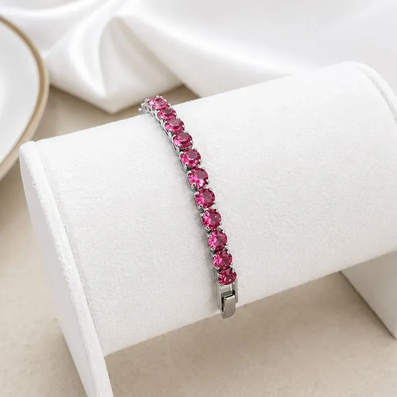PULSEIRA RIVIERA PEDRA RUBI ZIRCONIA 4MM