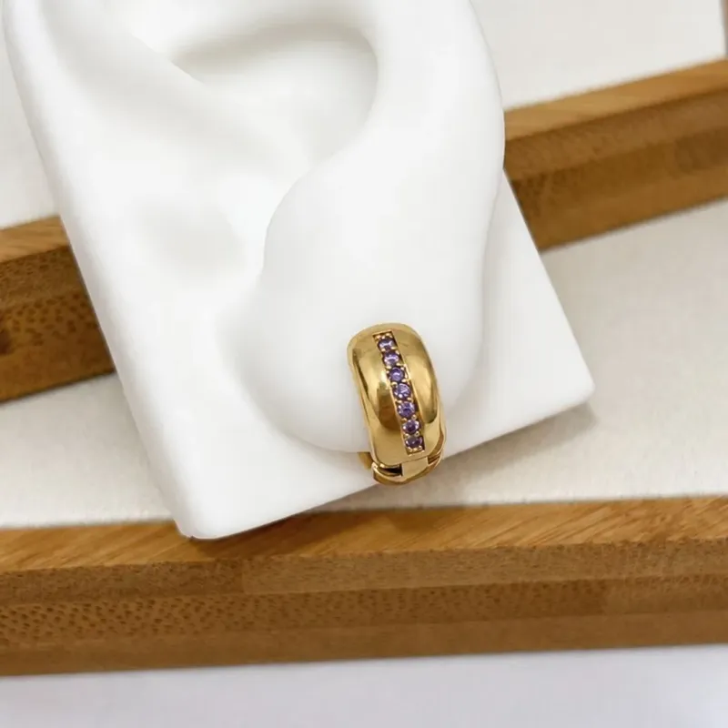BRINCO ARGOLA ARTICULADA COM ZIRCONIAS LILÁS